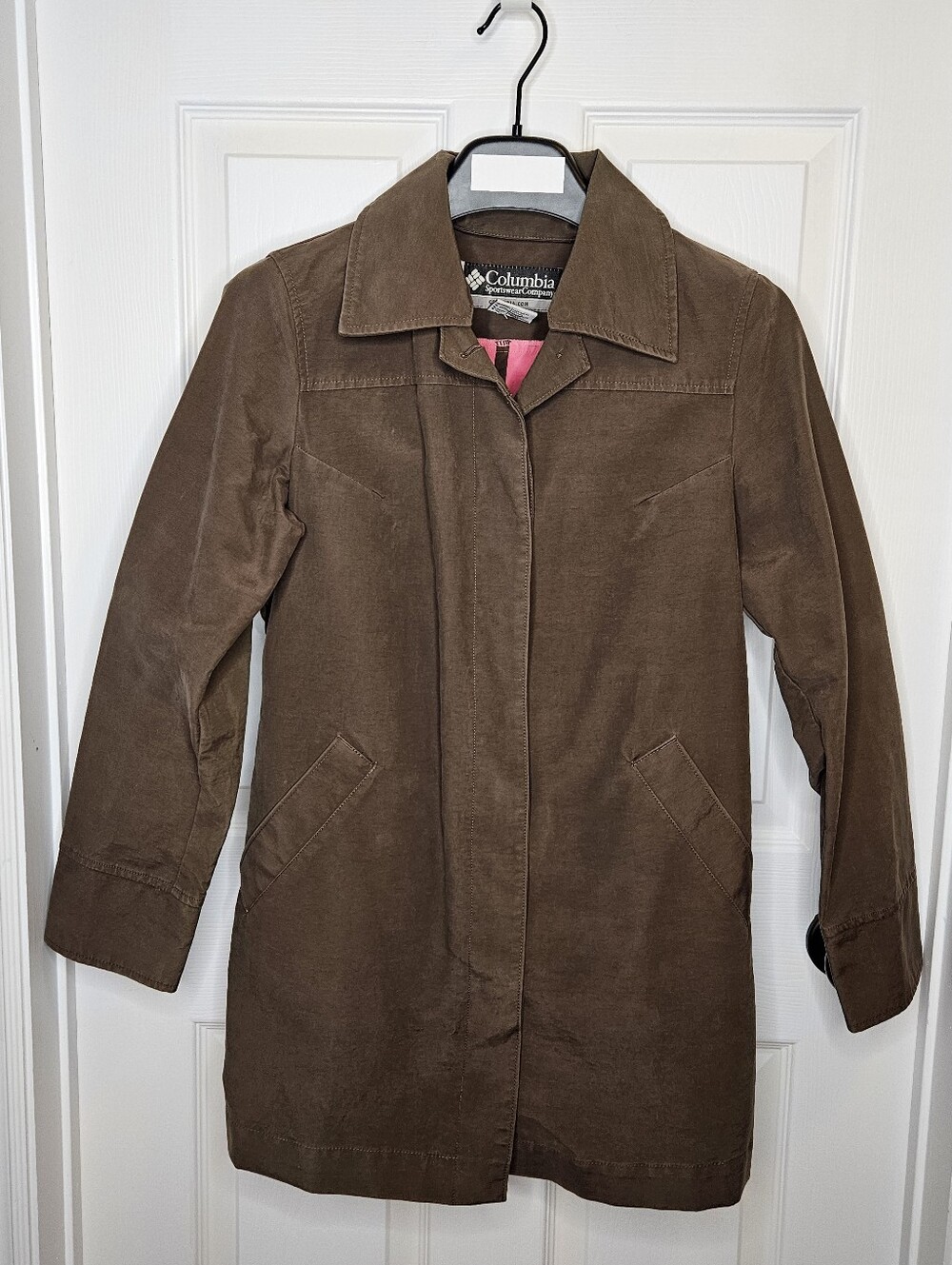 Columbia Women's Brown Utility Jacket Button Down Cotton Coat Minimalist Size S